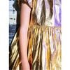 Metallic Balloon Skirted Dress, Metallic Gold - Dresses - 5 - thumbnail