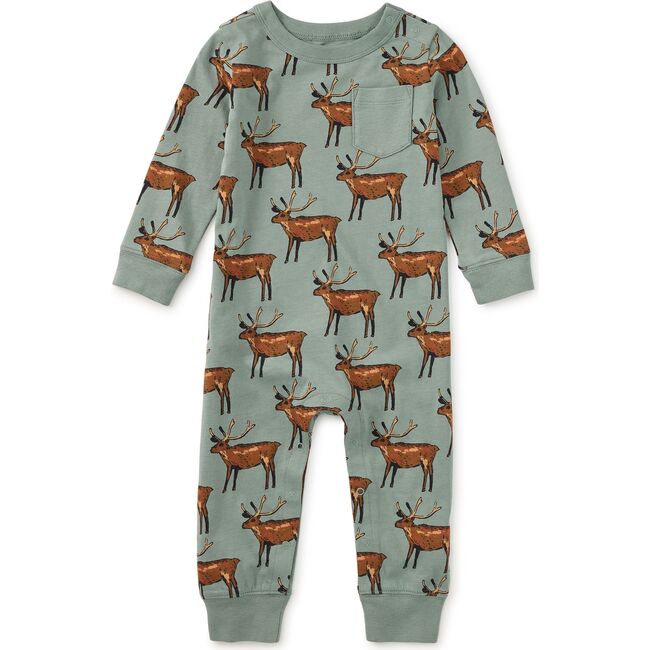Long Sleeve Pocket Baby Romper, Painted Deer