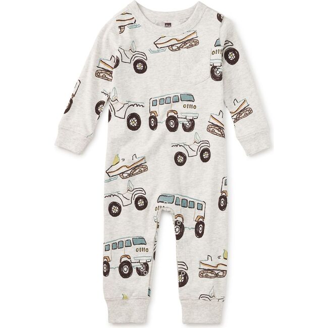 Long Sleeve Pocket Baby Romper, Snow Vehicles