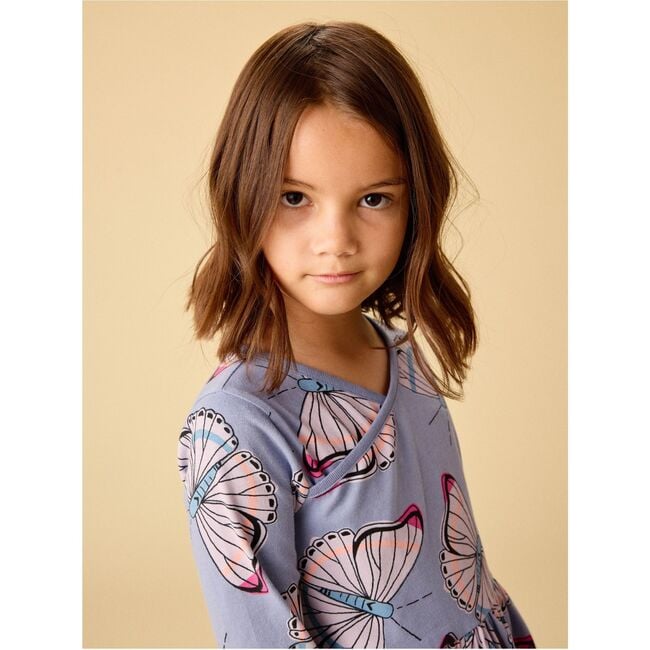 Long Sleeve Wrap Neck Dress, Butterfly Dance - Dresses - 5