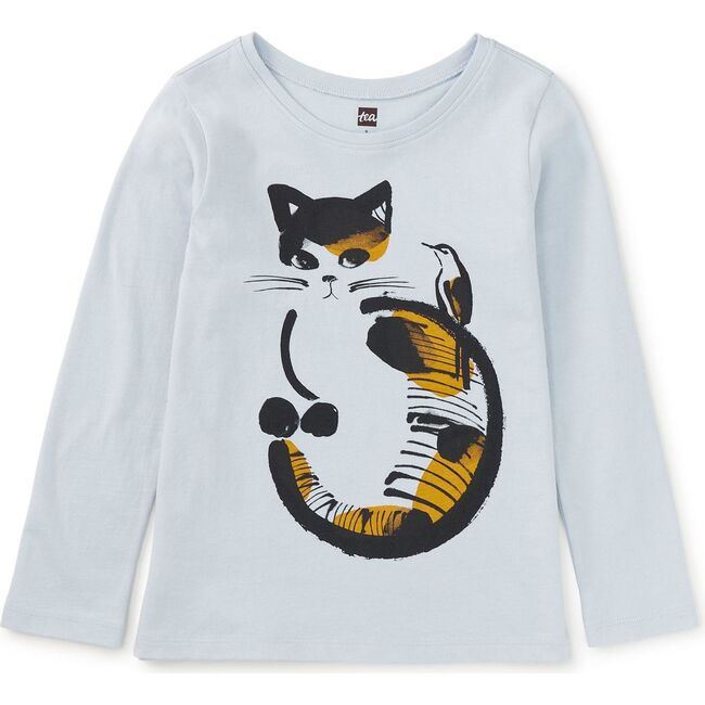 Ink Wash Kitty Graphic Tee, Ice