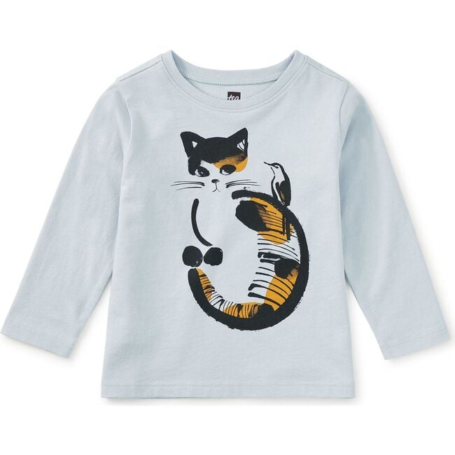 Ink Wash Kitty Graphic Tee, Ice