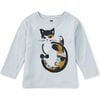 Ink Wash Kitty Graphic Tee, Ice - T-Shirts - 2 - thumbnail