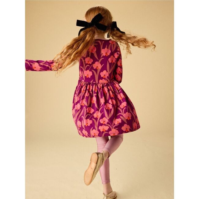Long Sleeve Wrap Neck Dress, Jeju Island Orchid - Dresses - 4
