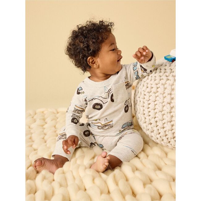Long Sleeve Pocket Baby Romper, Snow Vehicles - Rompers - 3