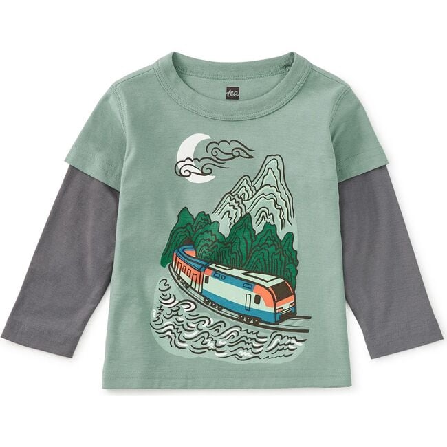 Korean Train Layered Tee, Sea - T-Shirts - 4