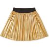 Pleated Metallic Twirl Skirt, Metallic Gold - Skirts - 1 - thumbnail
