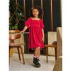 Puff Shoulder Velour Dress, RED WAGON - Dresses - 4 - thumbnail