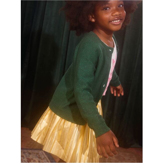 Pleated Metallic Twirl Skirt, Metallic Gold - Skirts - 4