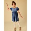 Puff Shoulder Velour Dress, NAVAL BLUE - Dresses - 3 - thumbnail