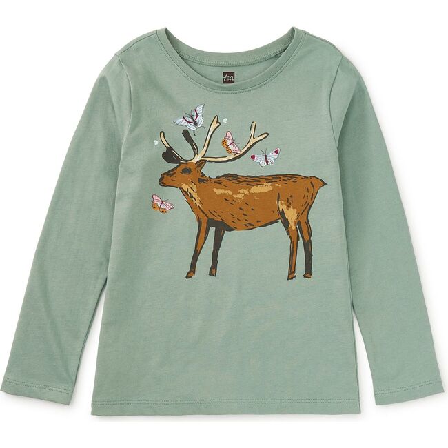 Deer & Butterflies Graphic Tee, Sea