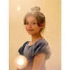 Puff Shoulder Velour Dress, NAVAL BLUE - Dresses - 6 - thumbnail