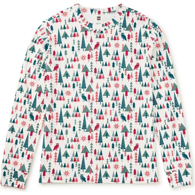 Adult Pajama Top, Holiday Woodland Scene