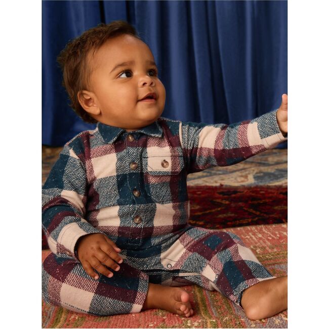 Collared Baby Romper, Cappadocia Plaid - Rompers - 3