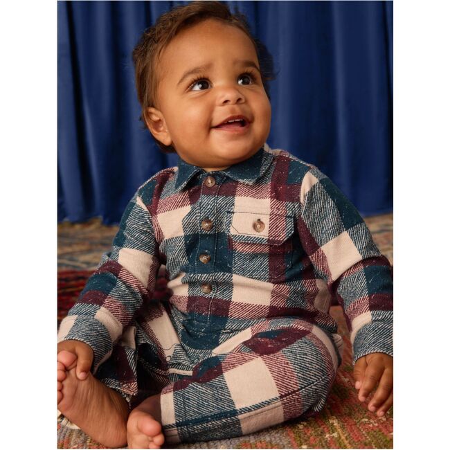 Collared Baby Romper, Cappadocia Plaid - Rompers - 4