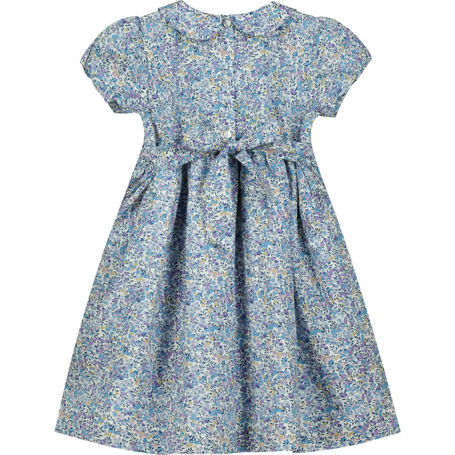 Lilac Hand-Smocked Liberty Floral Print Girls Dress, Blue - Dresses - 2