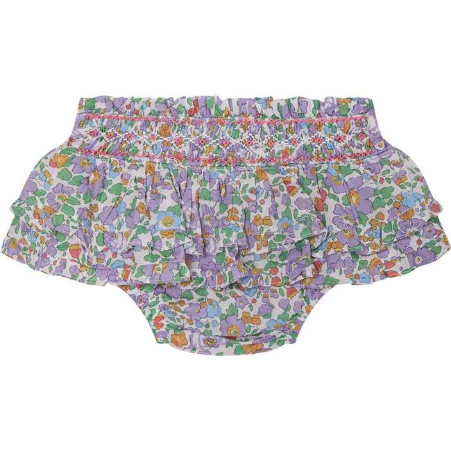 Made With Liberty Fabric, Hand-Smocked Baby Skort Indigo, Purple - Skirts - 1