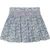 Hand-Smocked Girls Skirt Hani, Blue Floral - Skirts - 1 - thumbnail