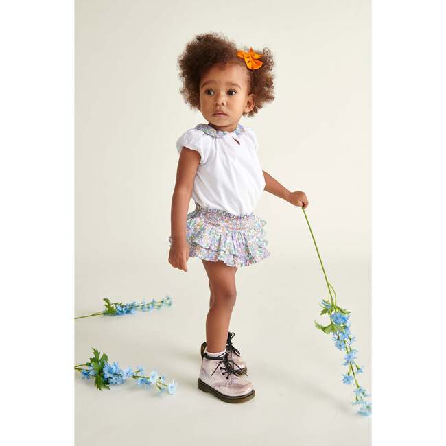 Made With Liberty Fabric, Hand-Smocked Baby Skort Indigo, Purple - Skirts - 2