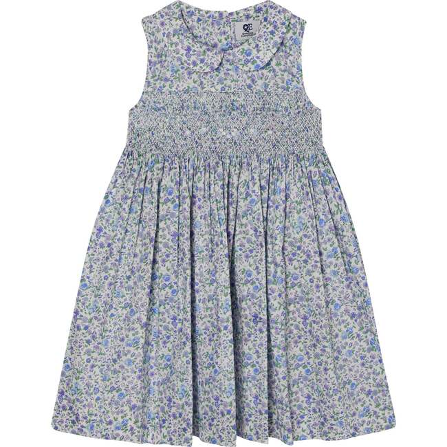 Hand-Smocked Girls Dress Lorelei, Lavender & Blue - Dresses - 1