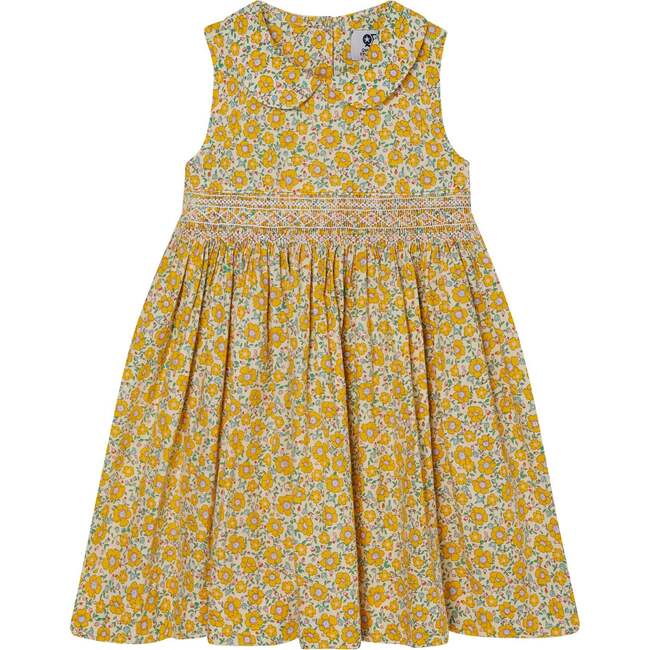 Hand-Smocked Girls Dress Minnie, Yellow - Dresses - 1
