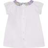 Made With Liberty Fabric Girls Blouse Giulia, White & Purple - Blouses - 3 - thumbnail