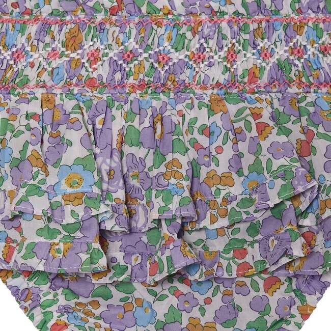 Made With Liberty Fabric, Hand-Smocked Baby Skort Indigo, Purple - Skirts - 3