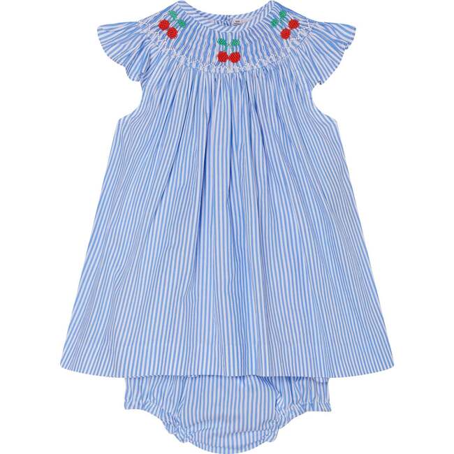 Hand-Smocked Baby Dress Paisley, Blue - Dresses - 1