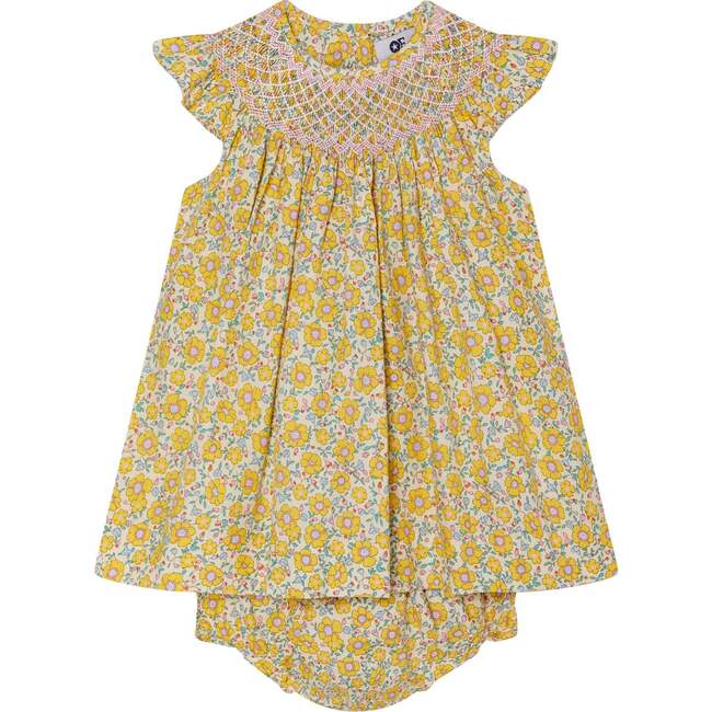 Hand-Smocked Baby Dress Naomie, Yellow - Dresses - 1