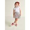Hand-Smocked Ruffle Skirt Nancy, White Floral - Skirts - 2 - thumbnail