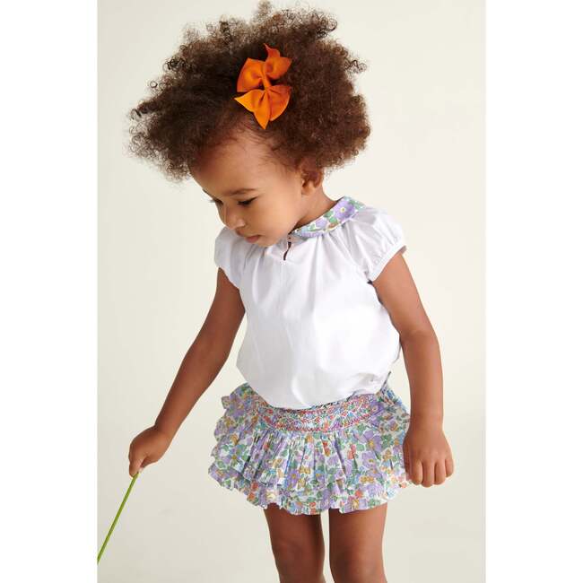 Made With Liberty Fabric, Hand-Smocked Baby Skort Indigo, Purple - Skirts - 4