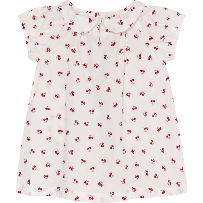 Girls Summer Blouse Rae, White With Cherries - Blouses - 1