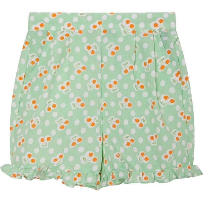 Girls Summer Shorts Jamie, Mint & Orange Cherry Print - Shorts - 1