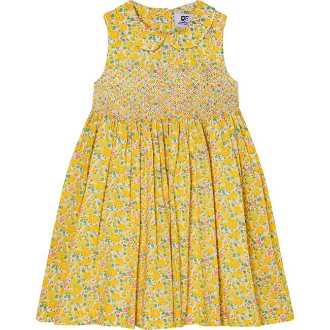 Made With Liberty Fabric Smocked Girls Dress Marina, Yellow - Dresses - 1