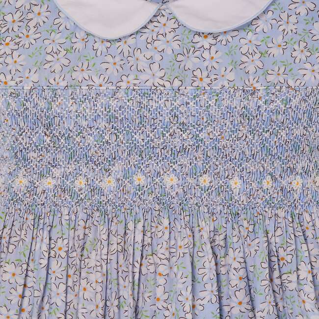 Hand-Smocked Girls Dress Jody, White & Blue - Dresses - 3