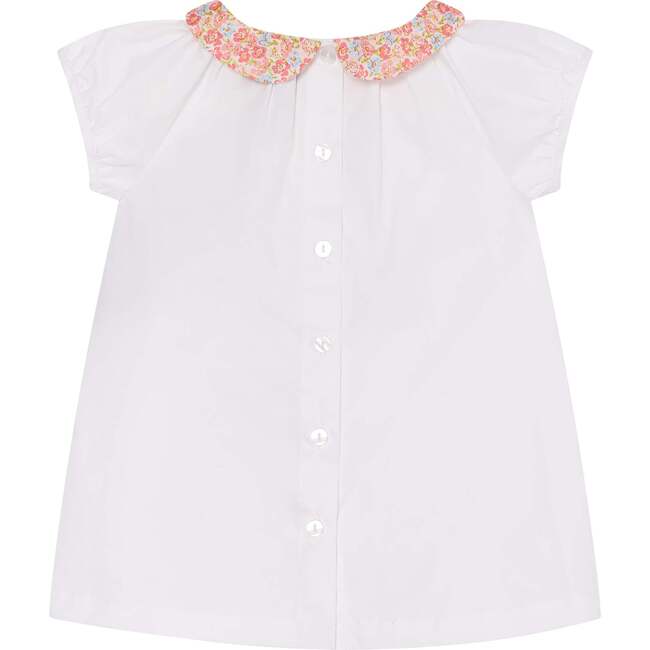 Baby Cotton Blouse Juno, White & Pink Floral - Blouses - 3