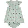 Strawberry Print Baby Dress Fiesta, Green & White - Dresses - 4 - thumbnail