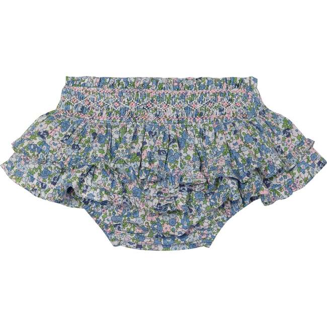 Hand-Smocked Baby Skort Pearl, Blue Floral - Skirts - 1