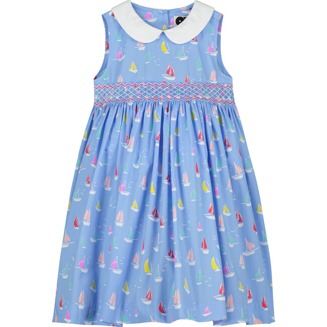 Alani Smocked Girls Dress, Sailboat - Dresses - 1