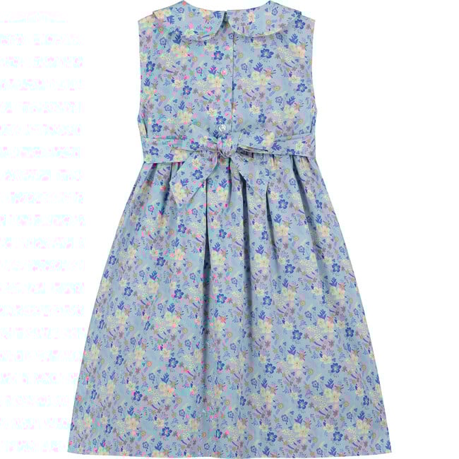Maui Smocked Girls Dress, Blue Print - Dresses - 3