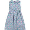 Maui Smocked Girls Dress, Blue Print - Dresses - 3 - thumbnail