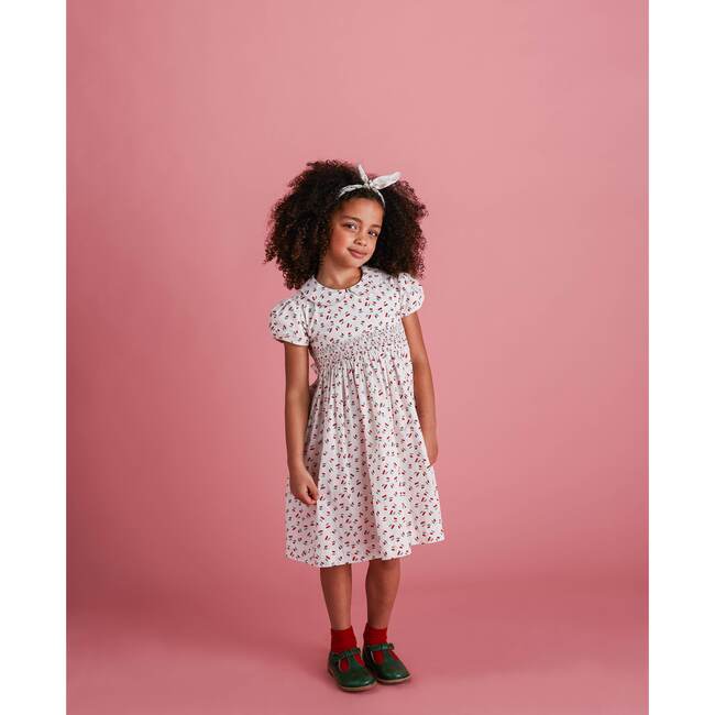 Kira Smocked Girls Dress, Cherry - Dresses - 2