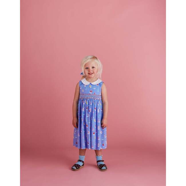 Alani Smocked Girls Dress, Sailboat - Dresses - 2