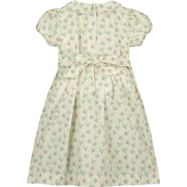 Alexandra Smocked Girls Dress, Yellow Pink Floral - Dresses - 3
