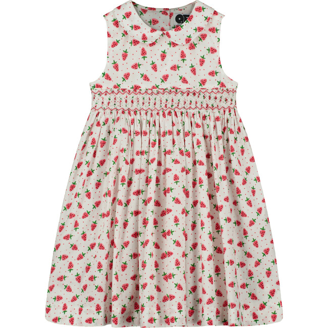 Lori Smocked Dress, Strawberry Print - Dresses - 1