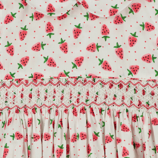 Lori Smocked Dress, Strawberry Print - Dresses - 3