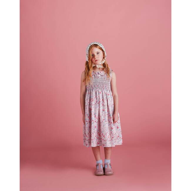 Elsie Smocked Girls Dress, Pink Multi - Dresses - 2