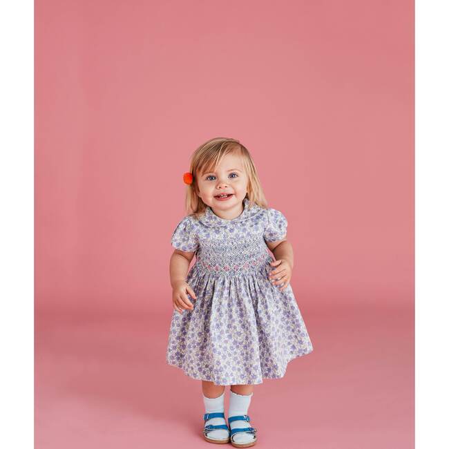 Alyssa Smocked Baby Dress, Green Blue Multi - Dresses - 2