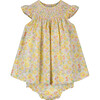 Georgia Floral Smocked Dress, Yellow - Dresses - 1 - thumbnail