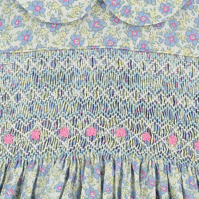 Alyssa Smocked Baby Dress, Green Blue Multi - Dresses - 4